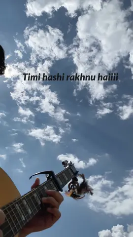 तिमि हाँसी राख्नु है💜  Kalo seto -Purna Rai (Fingerstyle cover ) #purnarai#kaloseto#fingerstyle#guitar#guitarcover#nepali#cloud #sky#fyp 