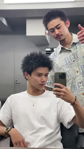 アイロンで作るスパイキーショート😎 ※夏おすすめすぎる髪型です！ #ヘアセット #アップバング #スパイキーショート 