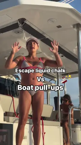 When you’re on vacation but can’t resist a challenge… how many? 🐒  Turns out  Escape‘s liquid chalk is perfect for deep water soloing and pull-up contests.  #climbing #deepwatersoloing #rockclimbing #womenwhoclimb #climber 