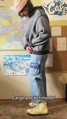 Removable cargo pocket jeans #sew #sewing #upcycle #upcycledfashion #sustainablefashion #sewingideas #sewingtiktok #fashion #upcycling #sustainable #Sustainability #mensfashion #thrift #thriftedfashion #trending #fyp #xybca #trending #CapCut 