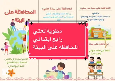 #مطوية_لغتي_رابع #مطوية_لغتي_المحافظة_على_البيئة #مطويات_مدرسية  #مطويات_لغتي