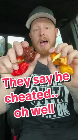 People are saying he cheated the 3 carolina reapers. Oh well. #carolinareapers #spicekingdom #cravingcapsaicin #spiceking #spicekings #7pot #carolinareaper #worldshottest #cravingcapsaicinvsspiceking 