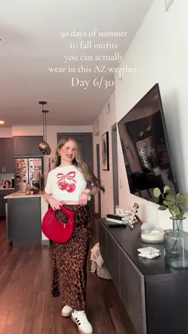 Day 6/30 of fall outfits you can actually wear in this AZ heat ❤️‍🔥🐆 Another transition summer to fall outfit, animal print and red are a staple this fall 🤌🏻  #redforfall #animalprint #leopard #cherryred #fallfashion #outfitideas #falloutfits #azfashion #phoenix #az #fyp #CapCut 