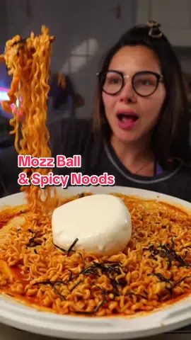 Mozz Ball & Spicy Noodes 🔥 yum #asmr #food #foodtiktok 