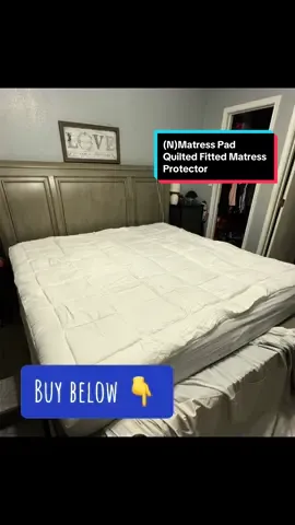 (N) Mattress Pad Quilted Fitted Mattress Protector 🛏️👍Cooling Pillow Top Mattress Cover Breathable Fluffy Soft Mattress Topper with 8-21
