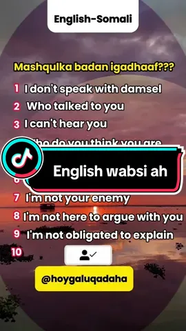 English iyo Somali wabsi ah😍 #englishiyosomali #ingris #ingiriis #hoygaluqadaha 