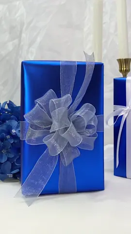 Luxurious blue packaging enhances the texture of your gift 💙💙 #wrappinghacks #wrappinggifts #weddinggift #wrappingpaper #fypシ゚viral #blue #gift 