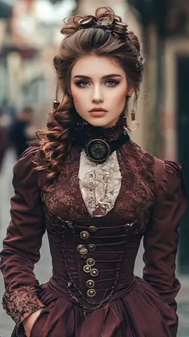 Romantic Victorian Steampunk ⚙️🥀⚙️#fashion #steampunk #woman #shoes #aesthetic #dress #fantasy #Victorian  #zulfiiaermakova #gothic #ai 