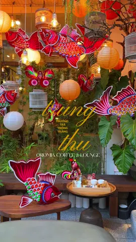 Quán cà phê trang trí trung thu, với không gian rộng rãi thích hợp để làm việc, học tập #fyp #coffee #oromiacoffeeandlounge #trungthu 