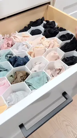 Honeycomb drawer organizers are great for tidying up your underwear or small items. Another budget friendly organizing option for under $10! Comment HONEYCOMB or shop my Amazon Store- 🔗 in bio #organize #closet #Home #tips #tipsandtricks #hack #aesthetic #CleanTok #amazon #amazonfinds #amazonmusthaves 