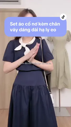 🌷🌷 Set áo cổ nơ kèm chân váy dáng dài hạ ly eo #aoxinh #goclamdep #muataitiktok #reviewquanao #hapunie 