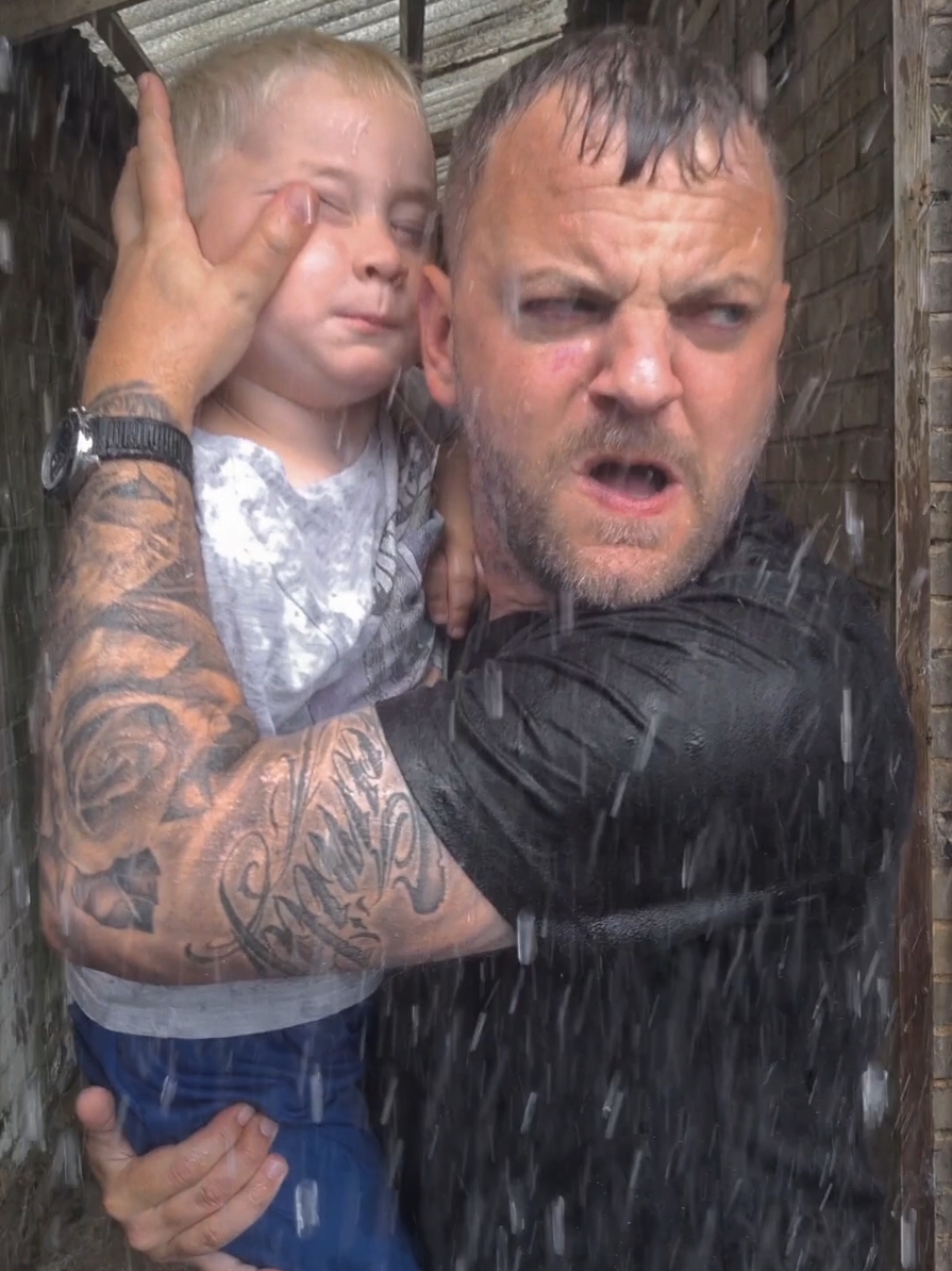 Father Saves Baby from Tornado 🌪 💔 [*A work of Fiction. Prop baby doll used for dramatic storytelling]  #drama #emotional #family #storm #actor #viral #fy #fyp #for #foryou 