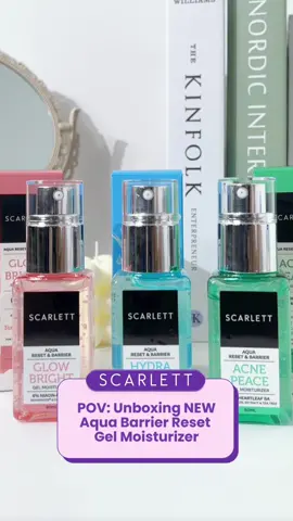 PR Package NEW Aqua RESET & Barrier Already HERE! Satisfying banget unboxing gini🥰 Who's Agree? SO CUTE! Siap banget buat RESET Skin Barrier kamu pakai Newest Gel Moisturizer dari Scarlett~   #DiresetScarlett #GelMoisturizer
