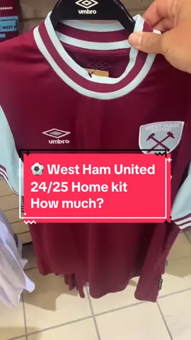⚽️ West Ham United  @West Ham United  2024/25 Home shirt shop.whufc.com/kits/home-kit-202425/ #westham #whufc #united #hammers #irons #london #PremierLeague #football #price #shirt #footballshirt #theclubshopper 