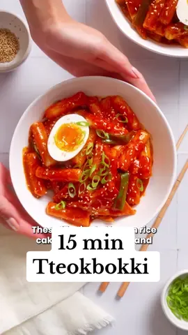 Obsessed with this 15 min Tteokbokki 😍 These Korean rice cakes are soft, chewy, and smothered in an addicting sweet and spicy sauce. They’re perfect for a quick meal or a comforting snack! Tap the link in my bio for the detailed guided recipe on my recipe website ✨ . . . #tteokbokki #koreanfood #DinnerIdeas #EasyRecipe #recipes #ricecake  