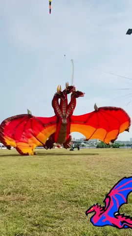 Excelente vuelo Dragón de tres cabezas 🐉🐲🐉🐲 magestuoso 🐉🐲🐲 #papalotesgigantes  #dragon  #kites #cometa  #magestuoso 