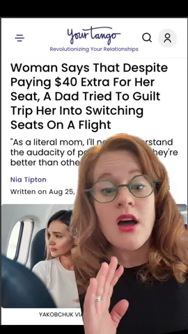 A dad threw a fit, saying that this generation doesn't care about families, when a woman refused to switch seats with him on a plane #airtravel #traveltok #dadsoftiktok #windowseat #parenting #airplane
