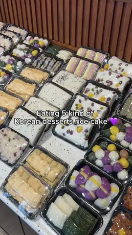 Eating 5 kind of Korean dessert rice cake 5종류 떡 먹기  #tteok 🩷💜 #foodtiktok  #mukbang #eatingshow #koreanricecake #desserttiktok #chewing #ricecakes 