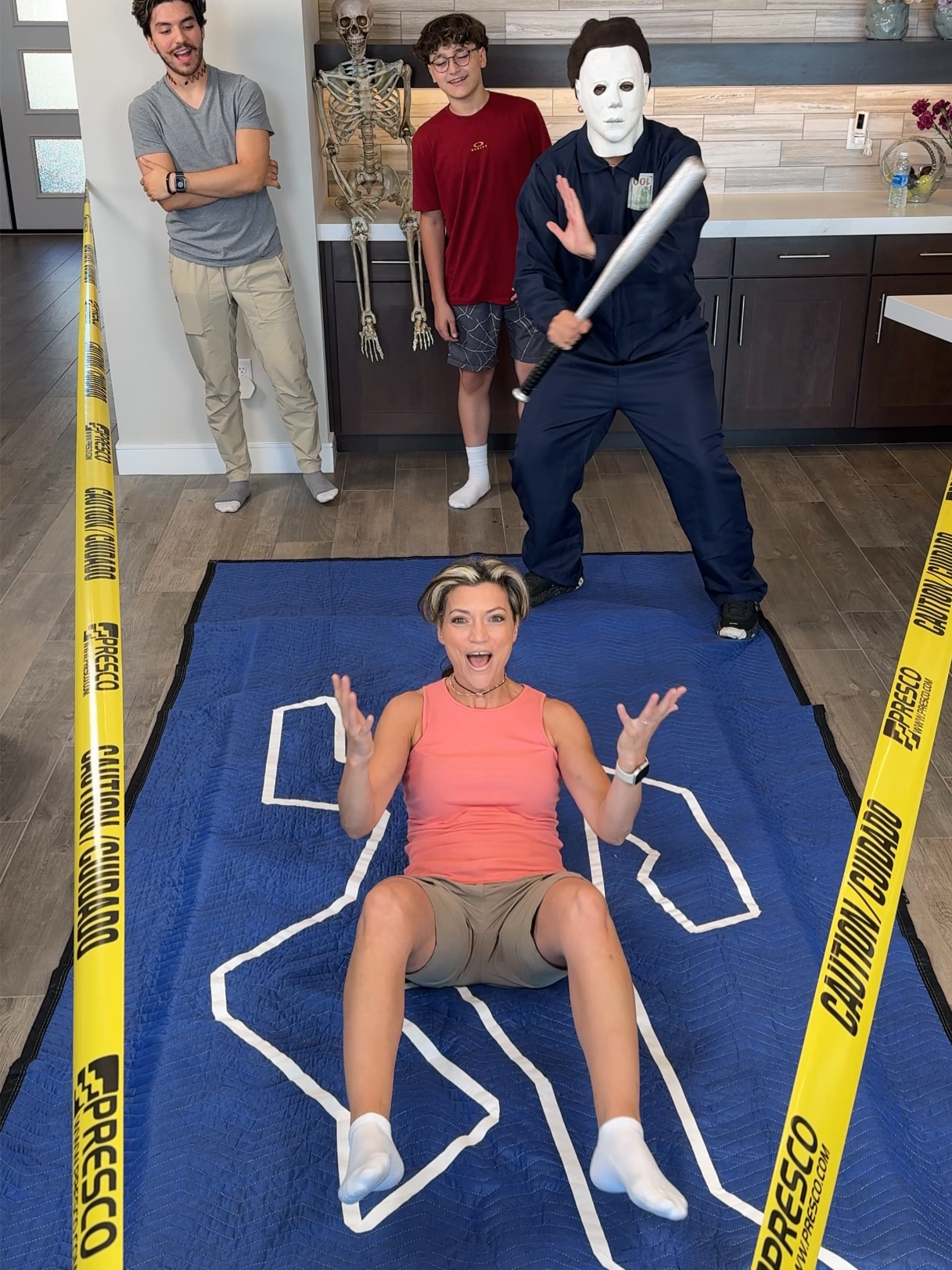 Who Will Land in the Chalk Outline #funnyfamily #partygames #somersaultchallenge #hallooweenvibes #vegastiktok