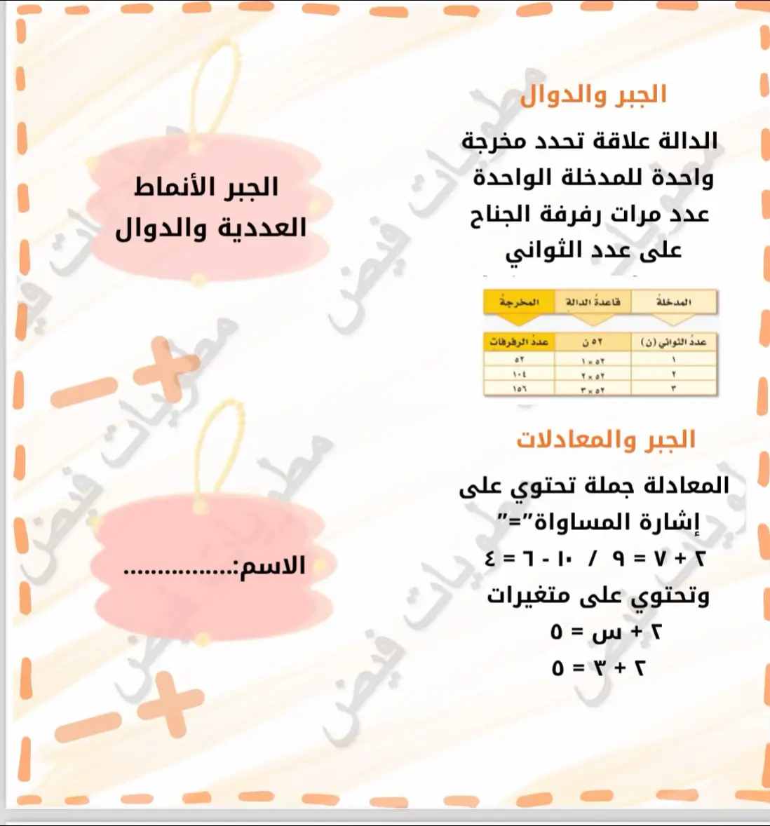 #مطويات فيض#الفصل الأول سادس#الانماط والجبر#اكسبلور #foryou 