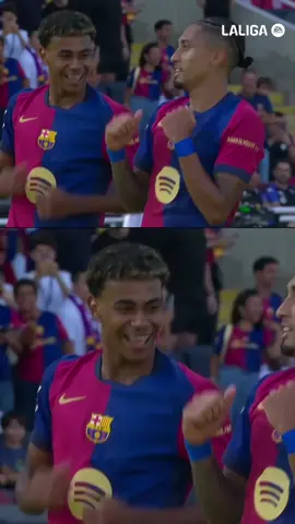 They got us dancing 🕺😍 #LaLigaHighlights #lamine #raphinha #goal #dance #barça #fcbarcelona #celebration 