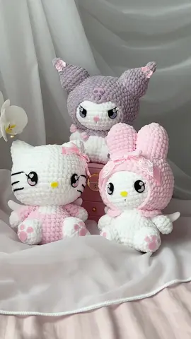 My most favorite amigurumi trio so far 🥹🎀 #hellokitty #hellokittyandfriends #mymelody #kuromi #sanrio #crochet #crochetersoftiktok #crochettiktok #amigurumi #amigurumitoys #handmade #handmadegifts #plushies #giftideas #giftsforher #kawaii 