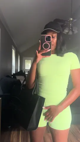 this green set look so good with our coal tote bag 😍🍏#outfitideas #twopieceset #handbagcollection #shortsets #tiktokshop 