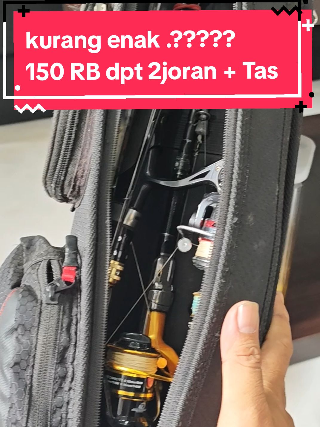 kurang enak apa 150ribuan dapat set tas dan joran tinggal lwngkungin aja di kolam ikan #pancinglengkap #1setpancing #joranpancing 