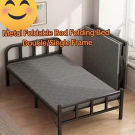Metal Foldable Bed Folding Bed Double/Single FrameUpgrade your space with this versatile Metal Foldable Bed Frame, designed for both convenience and comfort. Whether you need a double or single bed, this frame adapts to your needs with ease.Key Features:Sturdy Construction: Made from durable metal, this frame provides strong support for a restful sleep.Foldable Design: Easily foldable for quick storage, making it perfect for guest rooms, dorms, or compact spaces.Dual Size Option: Can be used as either a double or single bed, offering flexibility for various spaces.Easy Assembly: Simple setup without the need for tools, so you can start using it right away.Space-Saving: When folded, it’s compact and easy to store, freeing up valuable floor space.Ideal for anyone needing a practical and reliable sleeping solution, this foldable bed frame combines durability with convenience. Perfect for temporary sleeping arrangements or daily use in small apartments. #FoldableBed #SpaceSaver #MetalBedFrame #PortableBed #GuestRoomFurniture #CompactLiving #MultiFunctional #HomeEssentials #SmallSpaceLiving #FurnitureSale #EasyStorage #BedFrame #ApartmentLiving #dormroomessentials 
