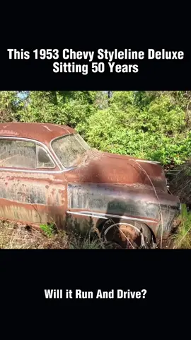 Will It Run 1953 Chevy Styleline Duluxe sitting 50 years?#recovery #restoration #rescue #willitrun #car #old #engine #motor #tiktok #fyp #foryourpage 