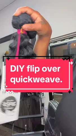 Easy DIY flip over quickweave. #diyhair #easyhairstyles #springtx #hairtok #diyhairstyle #quickweavestyles 