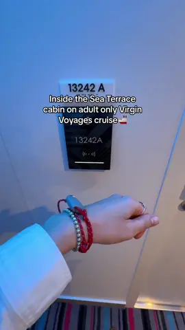 Inside the Sea Terrace cabin on adult only Virgin Voyages cruise🚢 (Resilient Lady ship) A spacious cabin with modern design, large flat-screen HDTV, Wifi, glam area, terrace hammock, in-cabin tablet, mood lighting & fantastic views🌊*ad press trip @Virgin Voyages #VirginVoyages #cruise #cabintour #europe #travel 