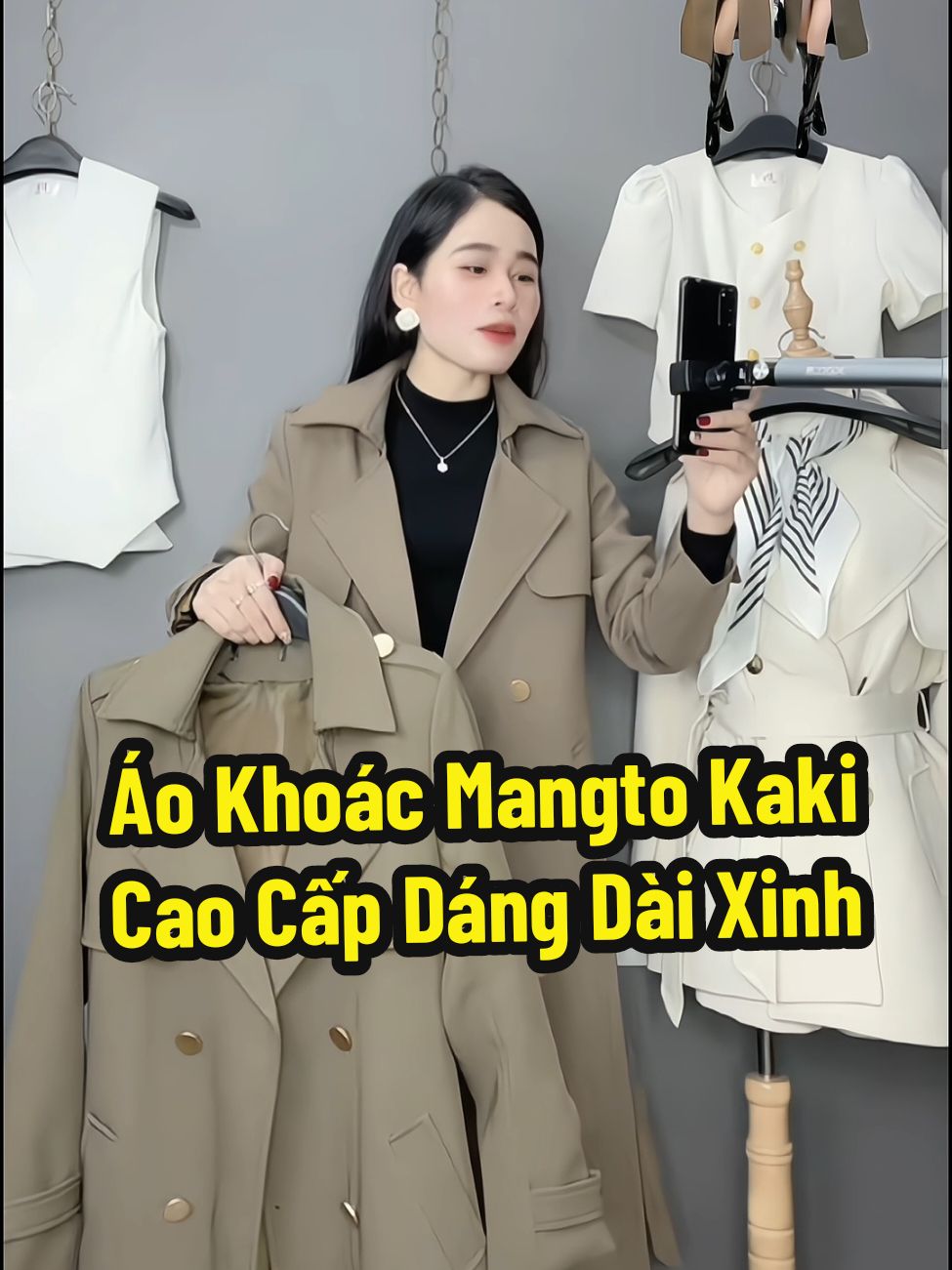 Áo Mangto kaki dáng dài cao cấp #TikTokFashion #aomangtonu  #phoidoxinh #shopping #clothing 
