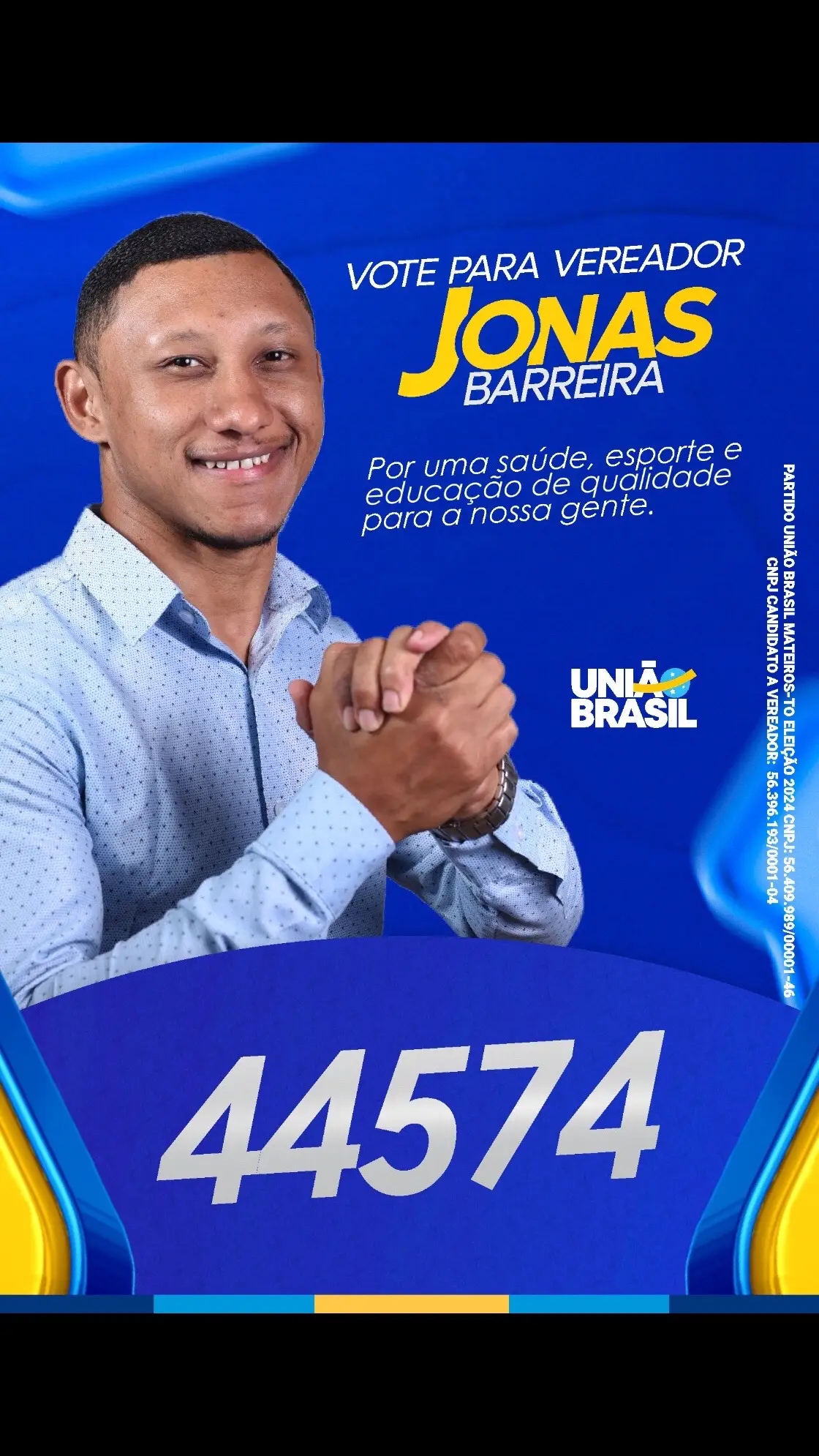 Jonas Barreira Para Vereador de Mateiros-TO 4️⃣4️⃣5️⃣7️⃣4️⃣
