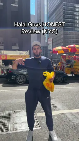 Halal Guys HONEST Review (NYC) #fyp #halalguys #nyc #newyork #alkvsfood #foodreview #food #shawarma #chickenoverrice #foodtruck #halal #halalfood 