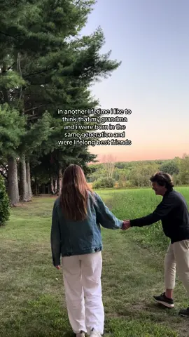 70 years apart and she’s still my best friend ♥️ #grandma #grandmaandgranddaughter #farm #sunset 