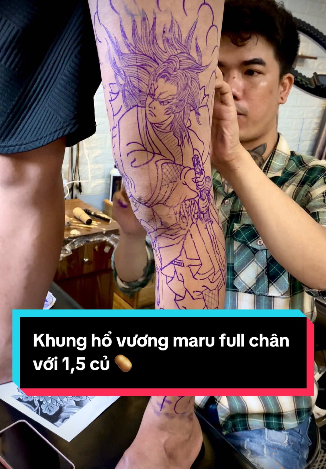 Khung hổ vương maru full chân với 1,5 củ 🥔 #hinhxamdep #xamhinhnghethuat #xuhuong #tiktok #tattoo 