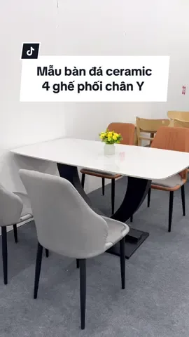 Bàn đá ceramic phối 4 ghế Perla 😍 #xuhuong #fyp #noithatdep #banan #banannhapkhau 