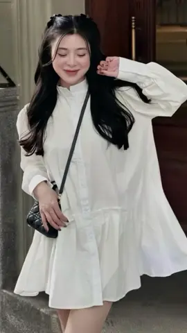 Váy sơ mi trắng cổ tàu Babydoll dáng rộng cute #vaybabydollxinh #vayaosomi #aovaysomi #namlun1m522 