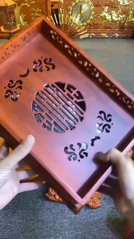 Khay Trà Chân Quỳ Chạm Khắc Rồng Giả Cổ Sang Trọng cho không gian Trà Của Bạn