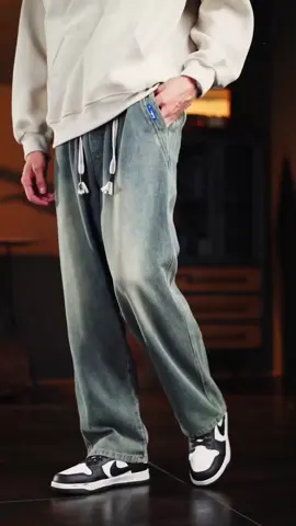 Quần jean ống suông rộng phong cách Retro 4 màu #quanjean #quanjeannam #viralvideo #quanongrong #xuhuong2024 #yfp 