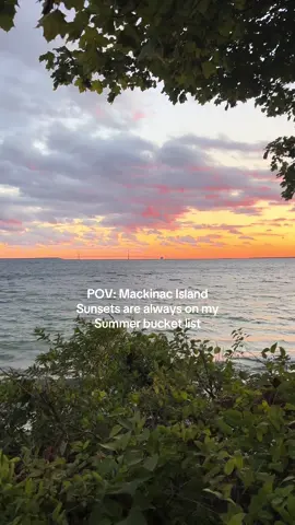 POV: Mackinac Island Sunsets are always on my Summer bucket list. 🌅 So demure @Mackinac Island @totallymackinacislandpodcast @Travel + Leisure #mackinacisland #michigancheck #michigan #summersunset #sunset #puremichigan 