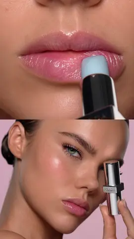 AnzeigeI Blue has never been so pink with the new @pradabeauty Lip Balm in Shade U001 ASTRAL PINK on lips and cheeks 🩷✨ #makeup by me #pradabeauty #rethinkingbeauty #pradabalm 