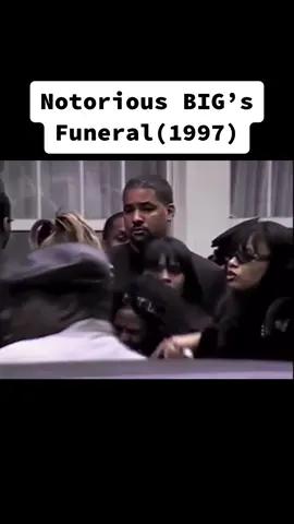 Lil Kim, Mary J Blige, and other celebrities outside of Biggie Smalls’ memorial service in #1997 