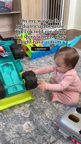 I see so many videos daily of “signs your child may have autism” or “signs of autism in a toddler” every child is different. Being diagnosed with autism goes so much deeper than these few symptoms and signs  parents are posting about. Most of these signs and symptoms are also  very typical toddler behavior, like my daughter her being intrigued by the wheel! #MomsofTikTok#momsoftiktokclub#momlife#momlifebelike#babiestiktok#autism#boymom#girlmom#babymilestones#sahm#youngmom#motherhoodjourney 
