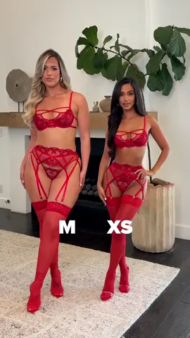 Red Or Pink? Drop A ❤️🩷 Below 👇 For Which Intimates Fit Is Your Favorite 🔎 My Gift To You Embroidered 3 Piece Set 🔎 Love Lace Thigh Highs