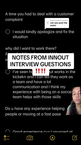 Replying to @kaylin #greenscreen   This are the questions that helped me but they could be different for other places so dont fully rely on these. Remember be confident in yourself and your responses and be true to yourself and the interviewer. Please feel free to ask any questions💗💗 #fyp#interview #interviewquestions#viral #blowthisup #innout #foryoupage 