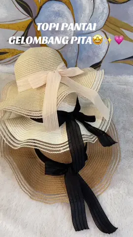 Topi Pantai Gelombang Pita#topi #rajutpremium #miffy #cod #fypシ゚viral 