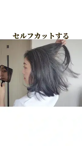 少しだけレイヤー入れる。 #セルフカット #グレイヘア #白髪 #黒髪 #40代 