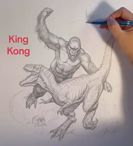 King Kong vs T-Rex.  Celebrating my 100th art video on my Youtube channel by drawing one of my favorite characters of all time - KING KONG! You can see my full drawing video in my youtube channel in real time.     #frankchoartist #kingkong #kingkongvsgodzilla #trex #dinosaur #drawing #sketching #arttutorial 